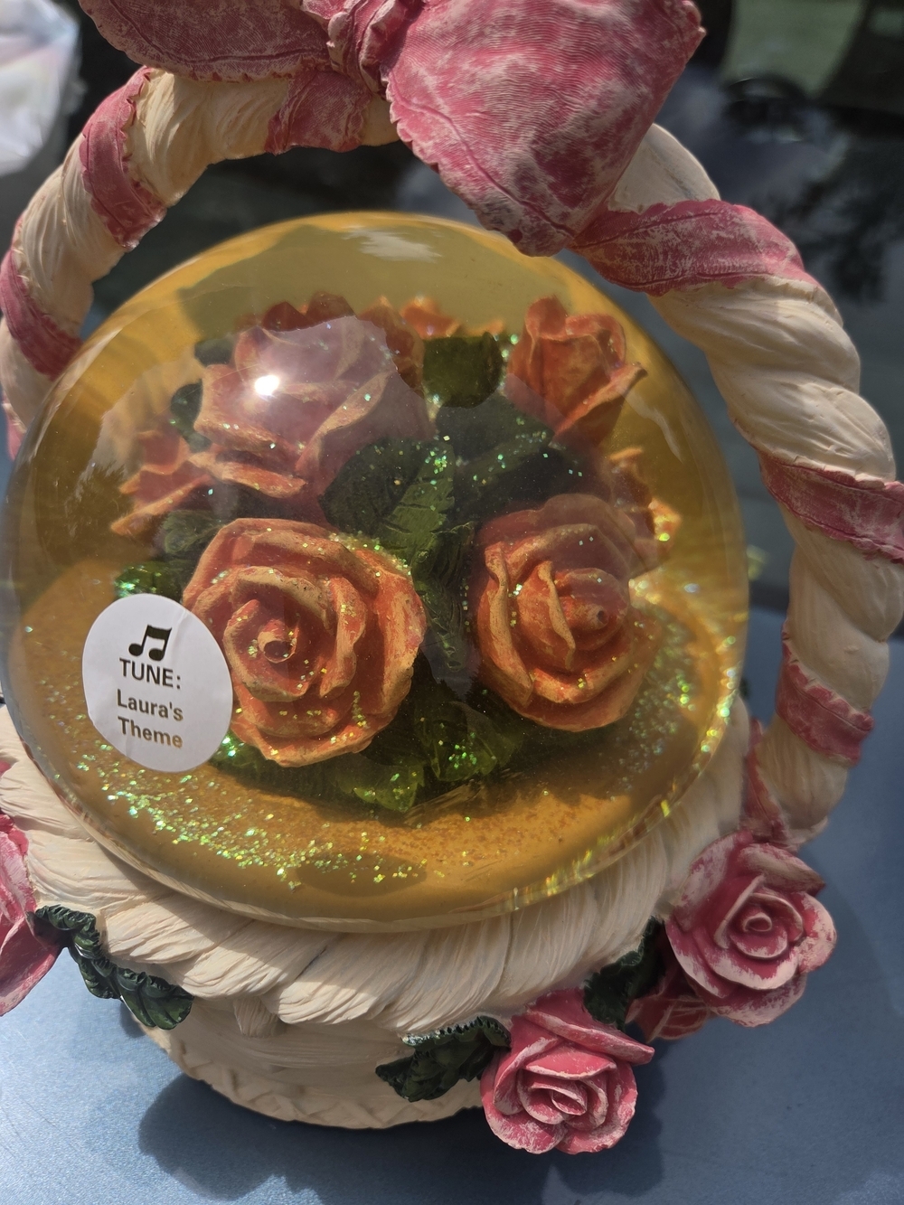 Floral Snow Globe - Pink and Cream Home Art - Picture 9 of 9